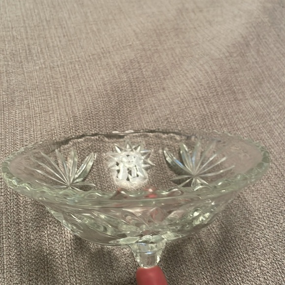 Vintage 1960’s Anchor Hocking Footed Crystal Cut Glass Bowl - Picture 6 of 9